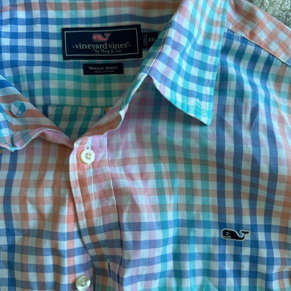 Mens XXL Vineyard Vines 100% cotton Whale Shirt, perfect Spring/Easter colors